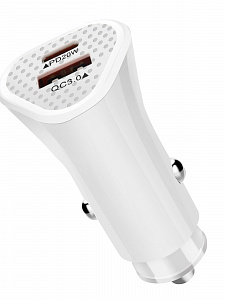 TDS TS-CAU40 Белый ЗУ авто USB (PD20W+QC3.0, 3000mA)