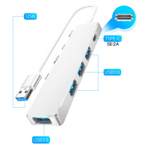 USB HUB разветвитель usb type c 3.0 на 4 порта Орбита OT-PCR21