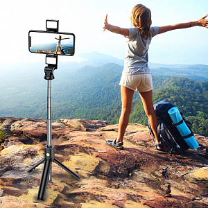 Орбита OT-SMH22 палка для селфи, трипод (198-740мм, пульт Bluetooth, LED)