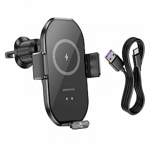 BOROFONE BH205 Черный держатель для смартфонов + беспроводное ЗУ 10W (в воздуховод)