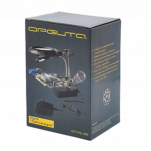 Третья рука для пайки с подсветкой , универсальный держатель на подставке с лупой 2 руки Орбита OT-INL46