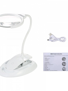 Лупа настольная с подсветкой на гибкой ноге с прищепкой 2 в 1 Орбита OT-INL51