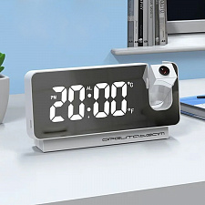 Часы настольные электронные от сети с проекцией красной Орбита OT-CLT08 Белые