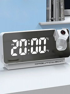 Часы настольные электронные от сети с проекцией красной Орбита OT-CLT08 Белые