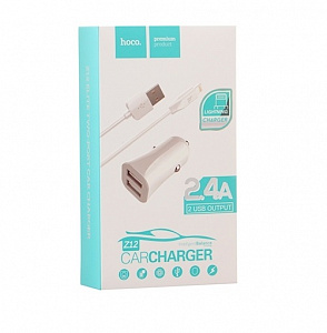 HOCO Z12 ЗУ авто USB + кабель iOS Lightning (5B,2400mA)