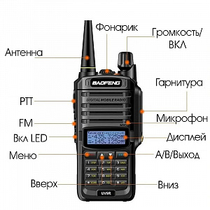 Рация Baofeng UV-9R 7W с гарнитурой черная