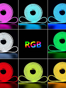 Светодиодная лента Неоновая 5м с адаптером питания IP65 Огонёк OG-LDL47 RGB