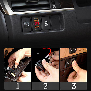 Розетка питания на 2 USB гнезда12-24В TDS TS-CAU56 Зеленая