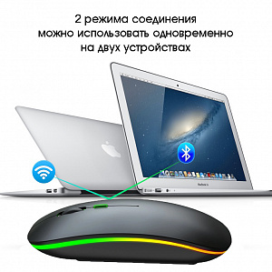 Мышь беспроводная бесшумная с подсветкой 2 в 1 Орбита OT-PCM66 Черная
