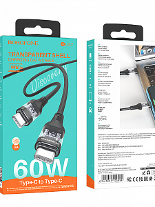 BOROFONE BU37 Черный кабель PD60W (TYPE-C-TYPE-C) 1.2м
