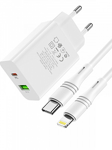 BOROFONE BA56A ЗУ с USB/PD + кабель IOS Lighting (QC3.0+PD20W,3000mA)
