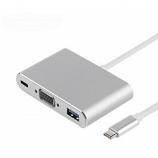 Орбита OT-AVW55 переходник (штекер TYPE-C - гнездо USB 3.0/VGA/TYPE-C) 15см