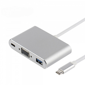 Орбита OT-AVW55 переходник (штекер TYPE-C - гнездо USB 3.0/VGA/TYPE-C) 15см