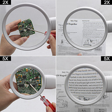 Лупа настольная с подсветкой на гибкой ноге с прищепкой 2 в 1 Орбита OT-INL76
