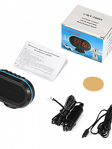 Часы автомобильные с подсветкой, вольтметром и термометром VST 7009V-5