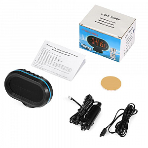 Часы автомобильные с подсветкой, вольтметром и термометром VST 7009V-5