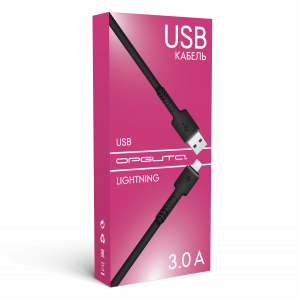 Орбита OT-SMI33 Черный кабель USB 3A (iOS Lightning) 1м