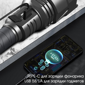 Патриот PT-FLR34 фонарь ручной (1L, 2*26650,ZOOM)