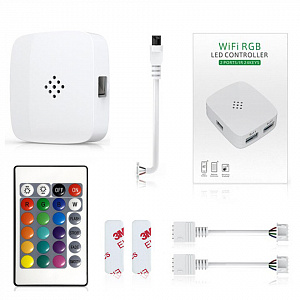 Огонек OG-LDL26 LED контроллер DC 5-28В (Wi-Fi, 2*RGB, 2*4PIN, пульт)