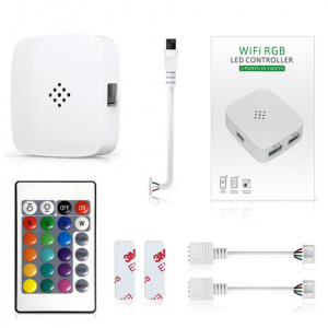 Огонек OG-LDL26 LED контроллер DC 5-28В (Wi-Fi, 2*RGB, 2*4PIN, пульт)