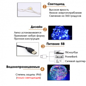 Огонек OG-LDL08 Белая светодиодная лента 5м (USB)