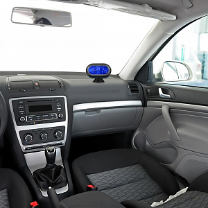 Часы автомобильные с подсветкой, вольтметром и термометром VST 7009V-5