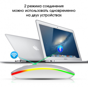 Мышь беспроводная бесшумная с подсветкой 2 в 1 Орбита OT-PCM66 Серая