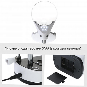 Третья рука для пайки с подсветкой , универсальный держатель на подставке с лупой 2 руки OT-INL44