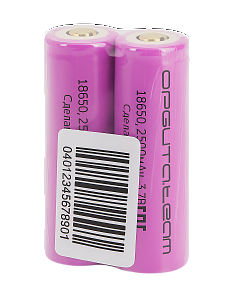 Аккумулятор 18650 3.7v 2500мАч выпуклый пин 2шт Орбита