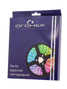 Светодиодная адресная лента WS2812, 30LED на 1м, IP65 5 метров Огонёк OG-LDL46