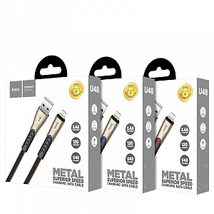 HOCO U48 Красный кабель USB 2.4A (iOS Lighting) 1.2м