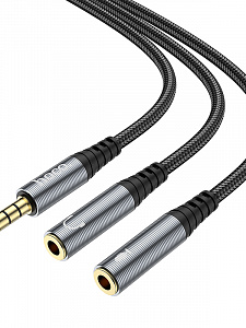 HOCO UPA21 кабель аудио (штекер Джек 3.5 мм на 2*гнезда 3.5мм) 25см