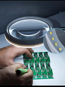 Лампа лупа с подсветкой напольная на колесиках для косметолога Орбита INL87