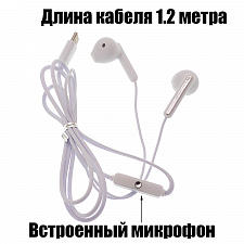 Наушники проводные гарнитура Type-C с микрофоном Орбита OT-ERG60 Белые
