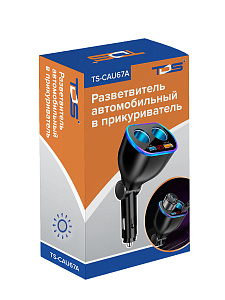 TDS TS-CAU67А Разветвитель авто (2 гнезда + USB + QC3.0)