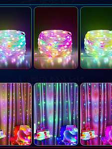 Умная светодиодная гирлянда 10 метров Bluetooth Огонёк OG-LDG19