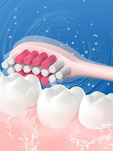 Электрическая зубная щетка детская ультразвуковая с насадками Огонёк ОG-HBT02 Голубая