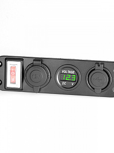 Розетка питания на 2 USB гнезда + прикуриватель 12-24В TDS TS-CAU45 Зеленая