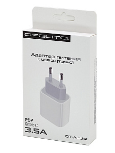 Быстрая зарядка для iphone USB-C 20 Вт, зарядное устройство Орбита OT-APU41 Белая