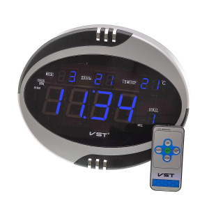 VST 770Т-5 Синие часы настенные (пульт+БЛОК)