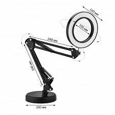 Лампа настольная с лупой и подсветкой для работы 10х Орбита OT-INL89 Черная