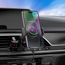 BOROFONE BH204 Черный держатель для смартфонов + беспроводное ЗУ 10W (в воздуховод)