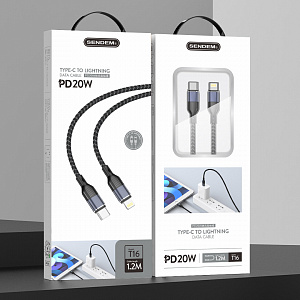 SENDEM T16 кабель PD20W (iOS Lighting-TYPE-C) 1.2м