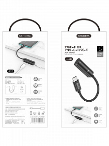 SENDEM A10 переходник аудио (штекер TYPE-C - гнездо TYPE-C/гнездо TYPE-C) 14см