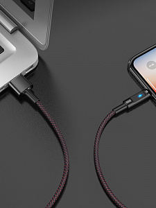 HOCO U47 Черный кабель USB 2.4A (iOS Lighting) 1.2м