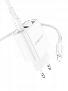 BOROFONE BA78A Белый ЗУ с USB/PD + кабель IOS Lighting - Type-C 1м (QC3.0+PD20W,3000mA)