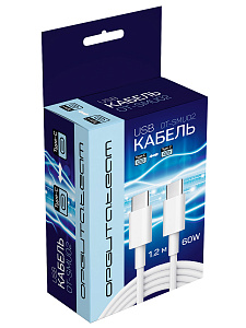 Орбита OT-SMU02 Белый кабель PD60W (TYPE-C - TYPE-C) 1.2м