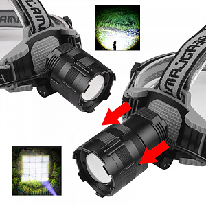 Патриот PT-FLG42 фонарь налобный (1L, 2*18650, ZOOM)