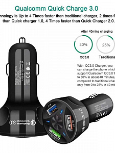 Зарядка в прикуриватель для автомобиля 3*USB TDS TS-CAU32 Черное