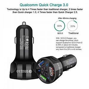 Зарядка в прикуриватель для автомобиля 3*USB TDS TS-CAU32 Черное